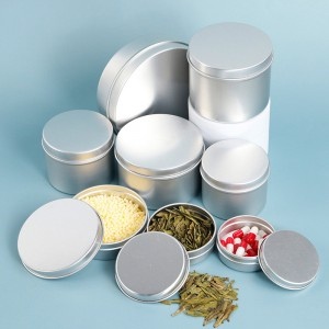 Round aluminum can with screw cap